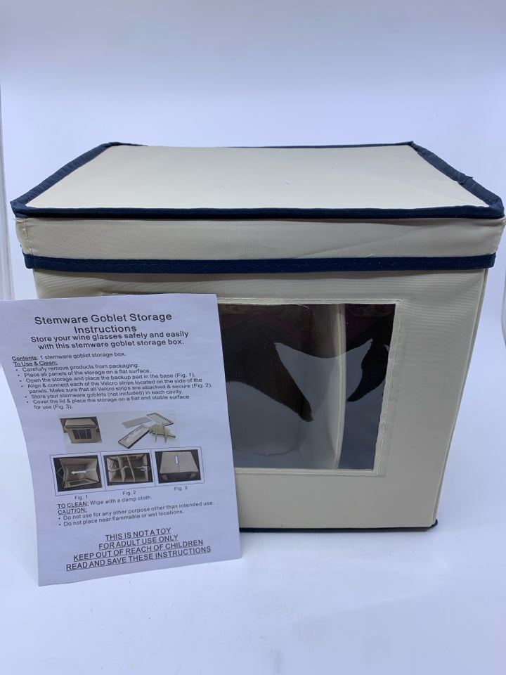 CREAM CANVAS STEMWARE CADDY W/TOP.