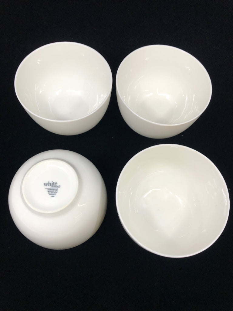 4 WHITE SOUP BOWLS.