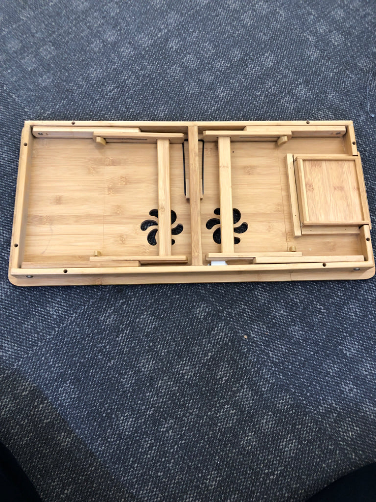BAMBOO LAP TRAY W/ADJUSTABLE LEGS AND FLIP TOP.