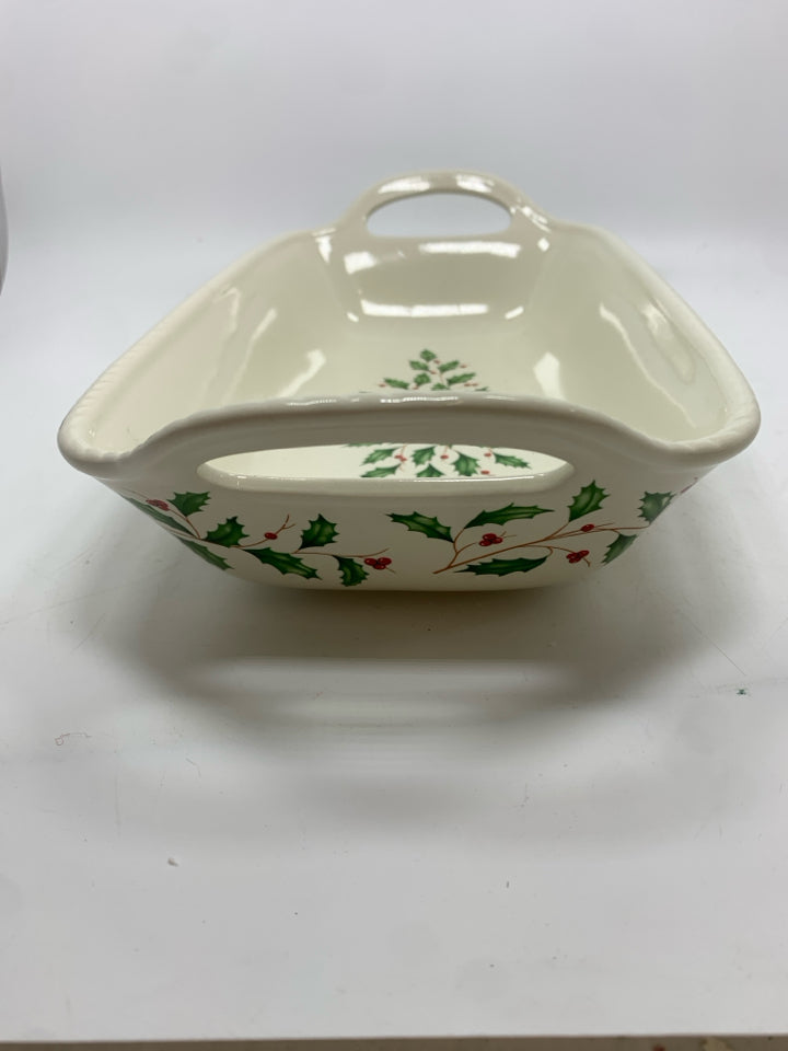 LENOX HOLLY PATTERN BAKING PAN W/ HANDLES.