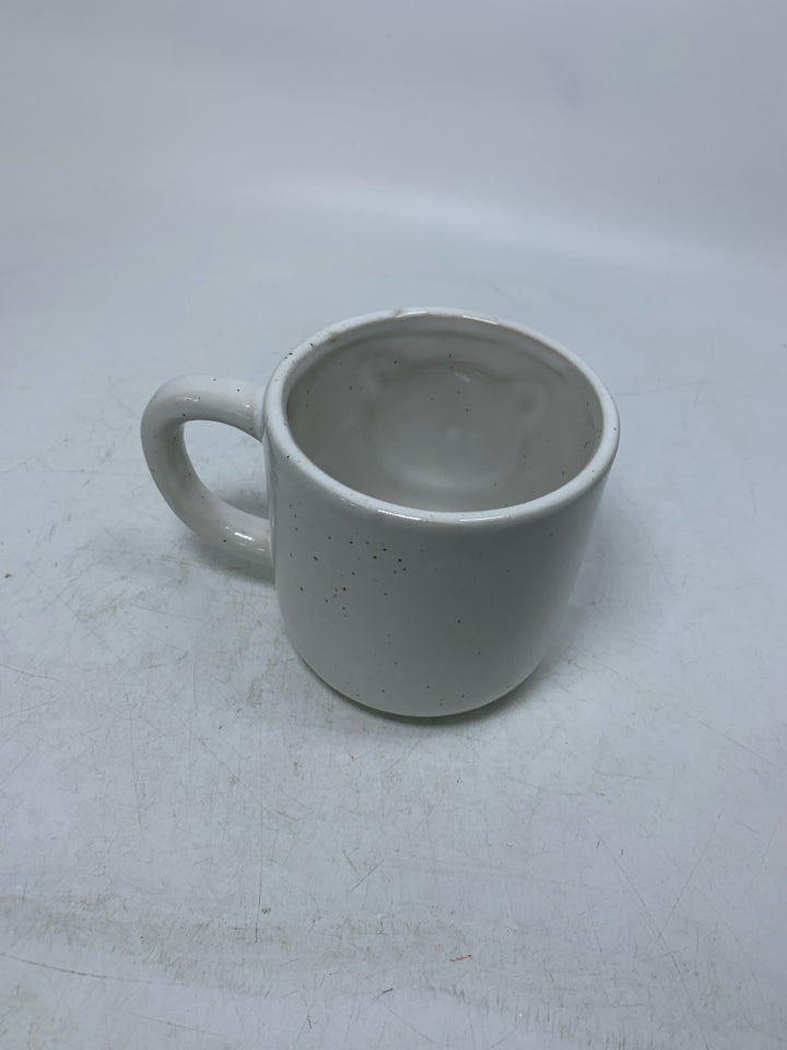 SPECKLED EMBOSSED CAT FACE SUNDAY MORNING CERAMICS MUG.
