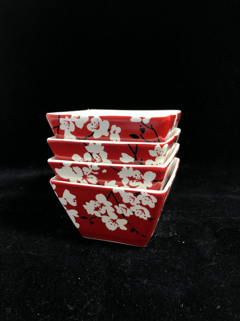 4 MIA BLOSSOM SQUARE SERVING BOWLS.