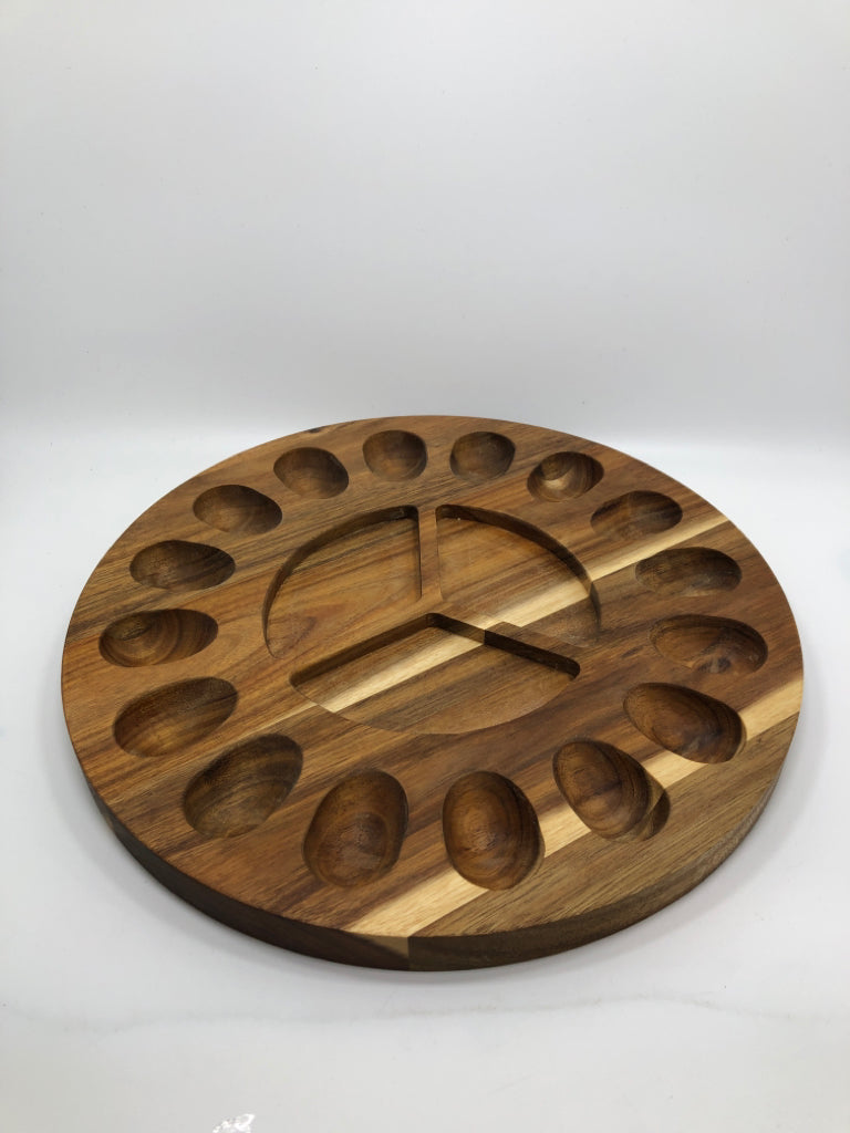 WOODEN DEVILED EGG TRAY.