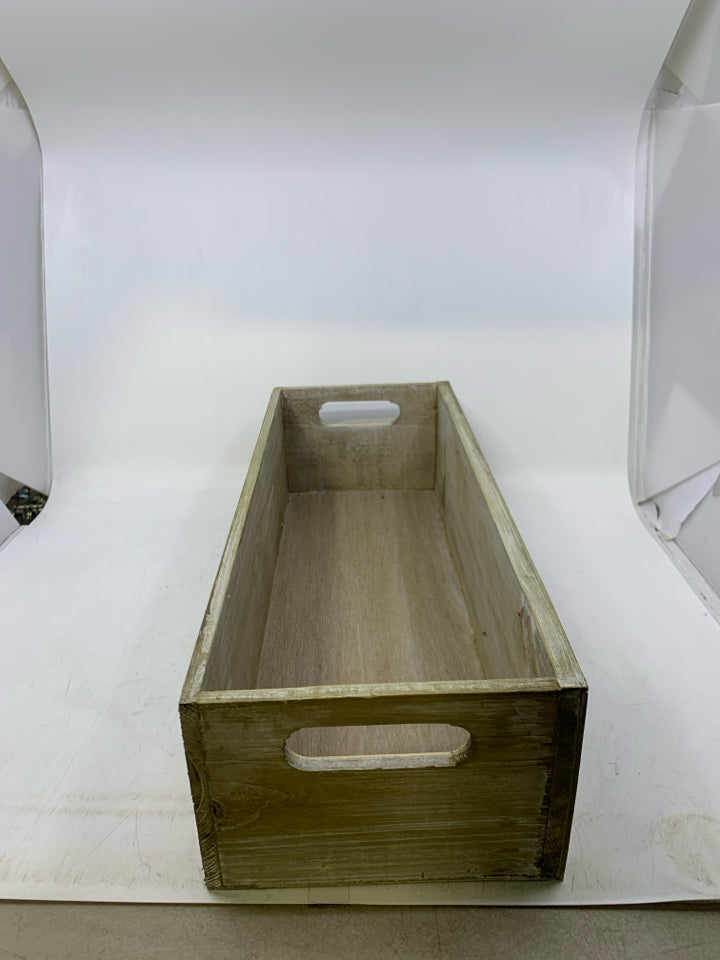 WOOD RECTANGLE HOMEMADE REINDEER TREES W/ HANDLES.