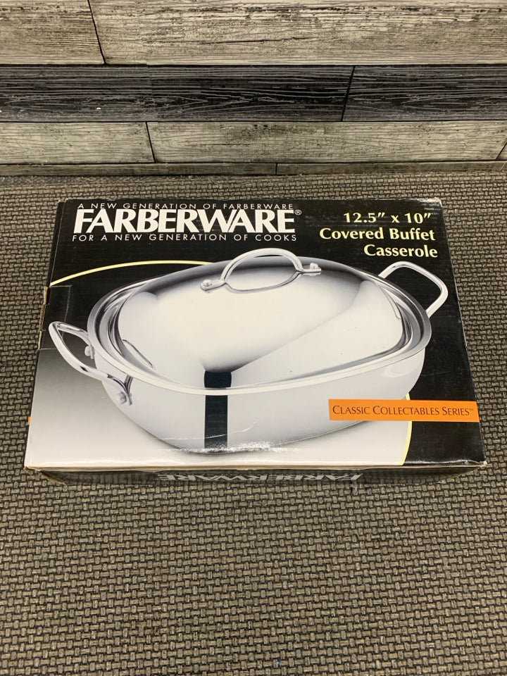 NIB FARBERWARE COVERED BUFFET CASSEROLE DISH.
