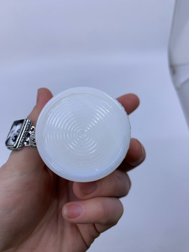 MILK GLASS TEXTURED TOOTH PICK HOLDER.