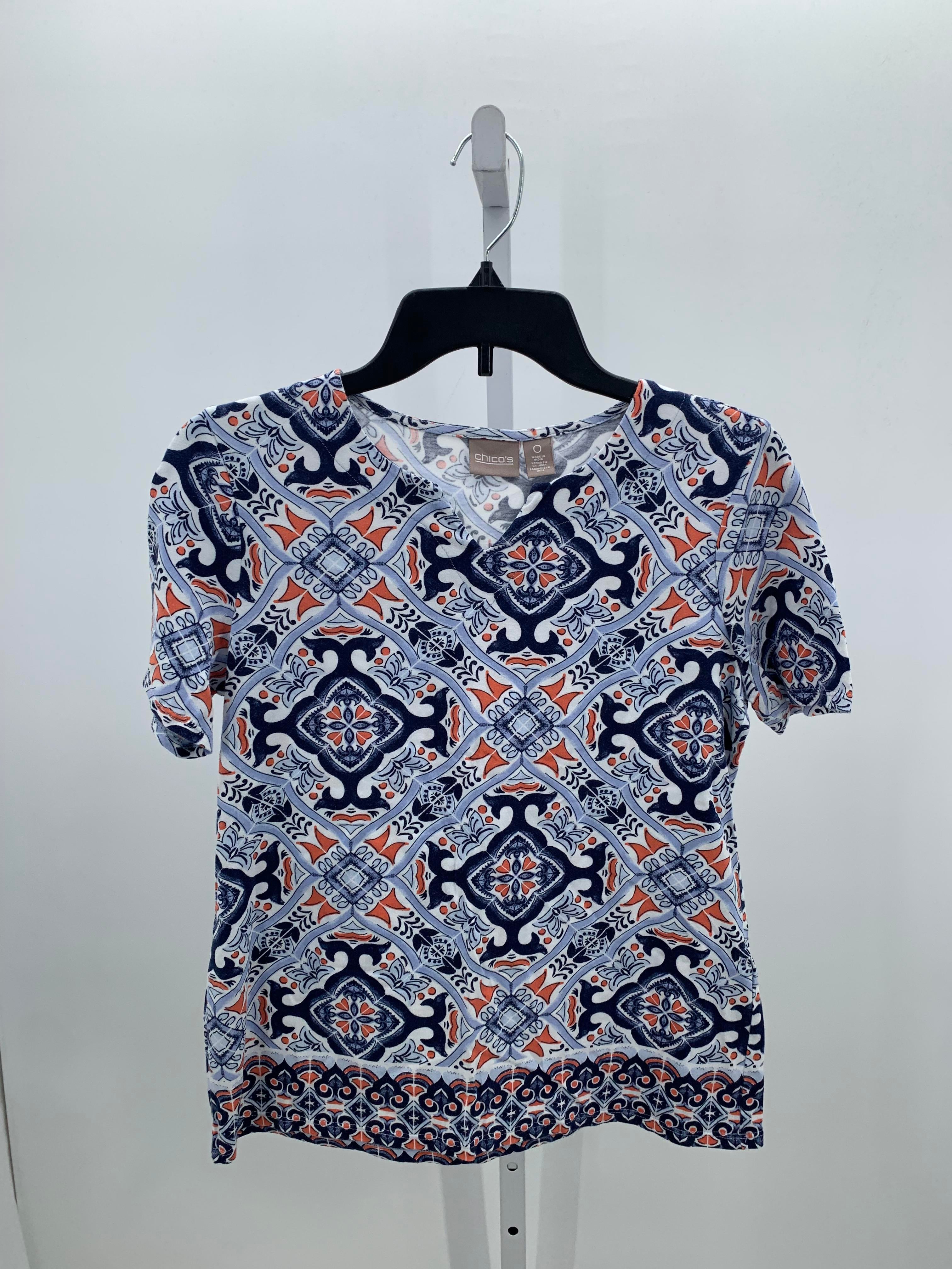 Chico's Size X Small Misses Short Sleeve Shirt