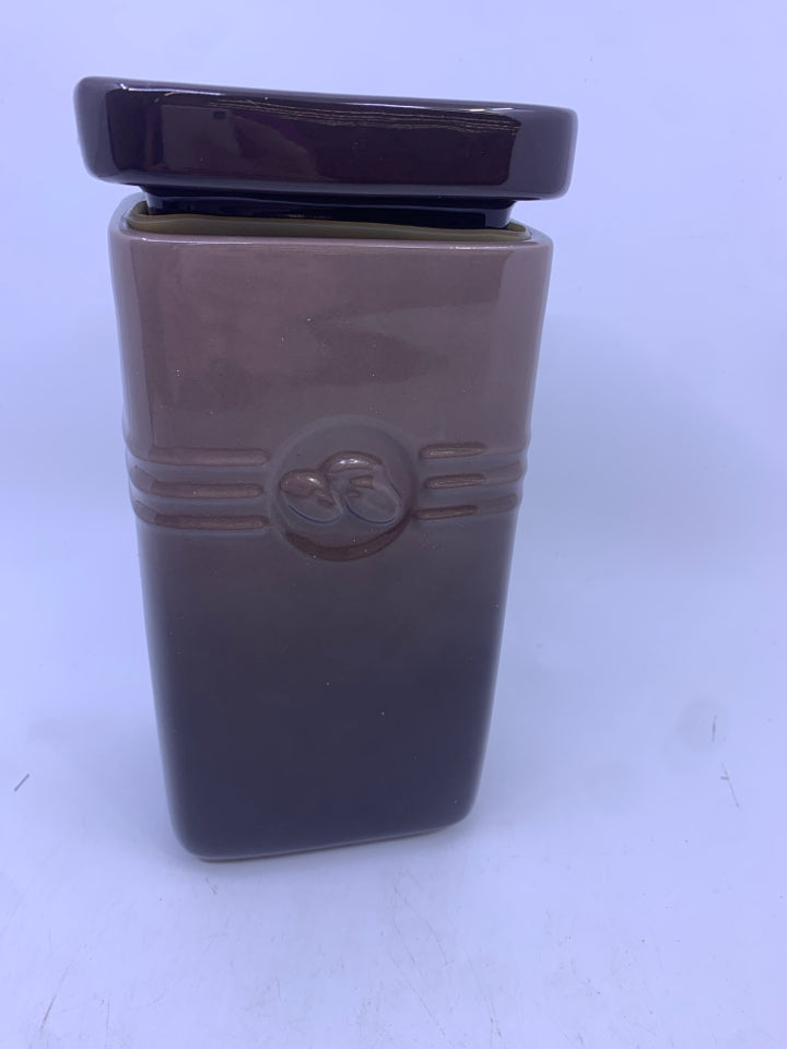CERAMIC COFFEE BEAN COVERED CANISTER.
