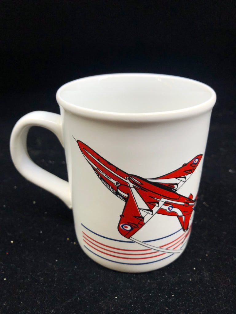 RED AND BLUE AIRPLANE MUG - ENGLAND.