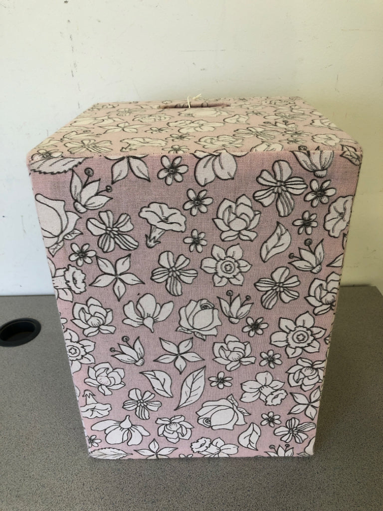 PINK FLOWER FABRIC STORAGE BIN.