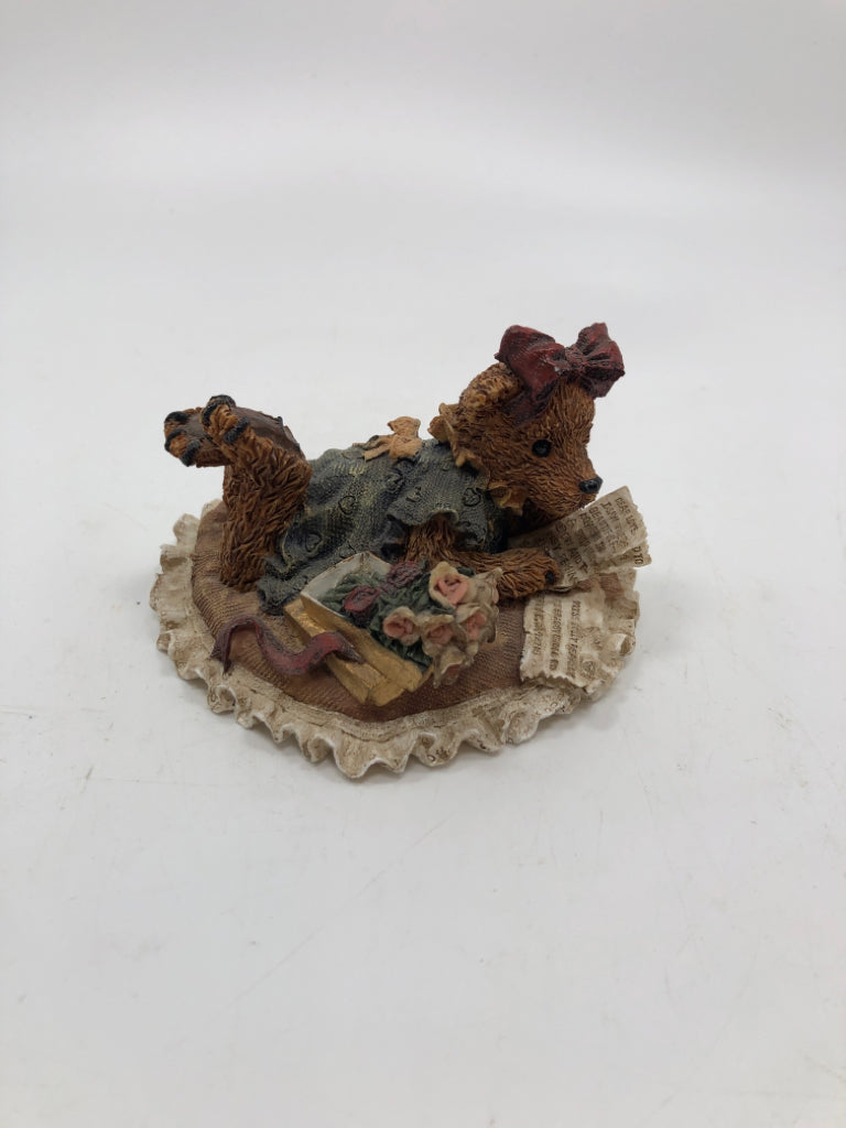 BEAR WRITING LETTERS FIGURINE.
