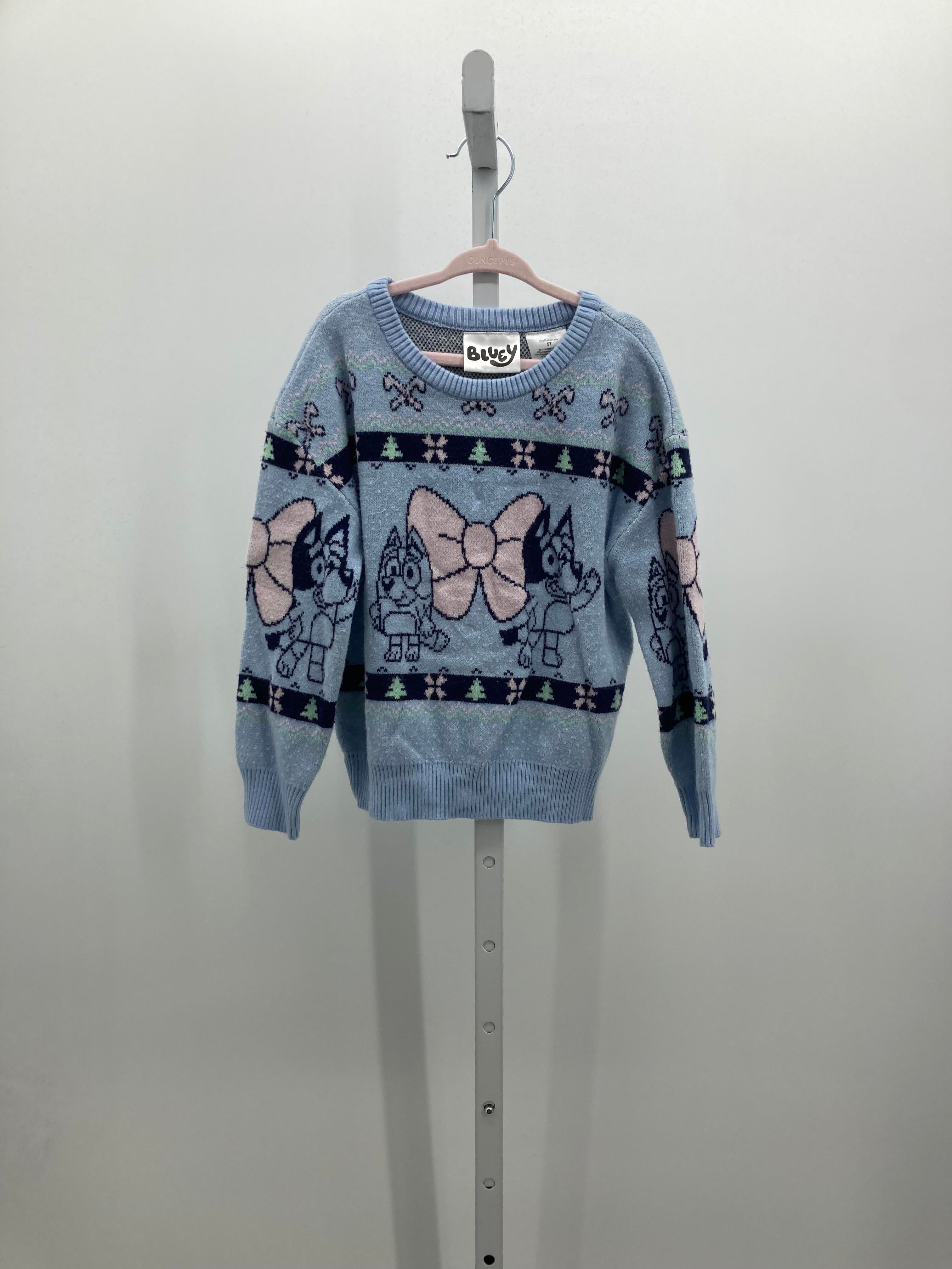 LONG SLV SWEATER PINK BOWS AND TREES.