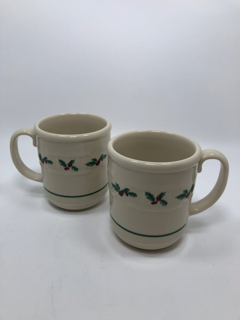 2 HOLLY BERRY MUGS - LONGABERGER.