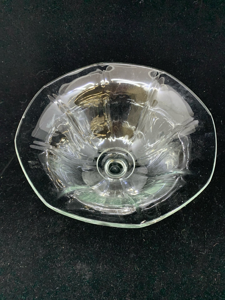CLEAR GLASS FOOTED CENTERPIECE BOWL 9" DIAMETER X 5.