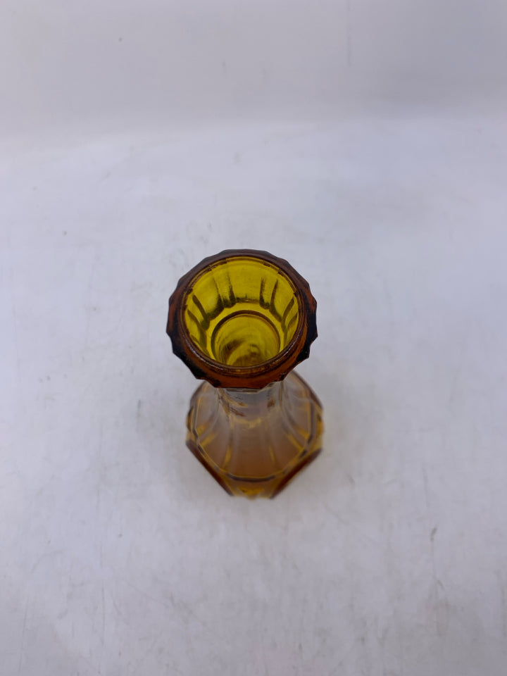 AMBER GLASS VASE W/ CIRCLES.