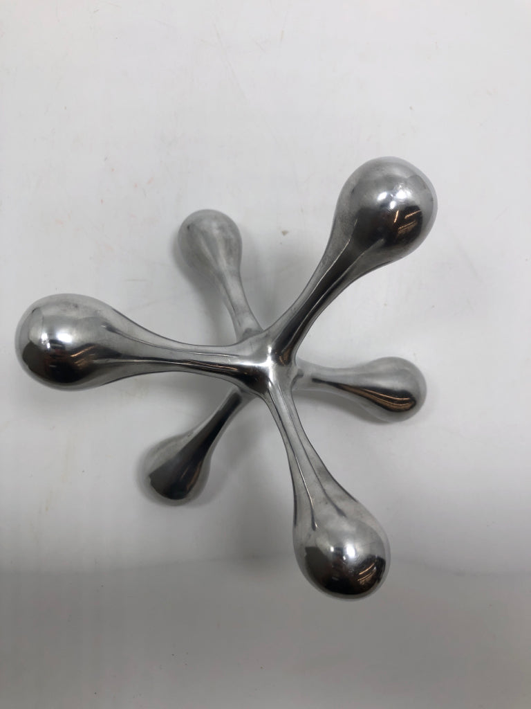 SILVER DECORATIVE JACK SCULPTURE.
