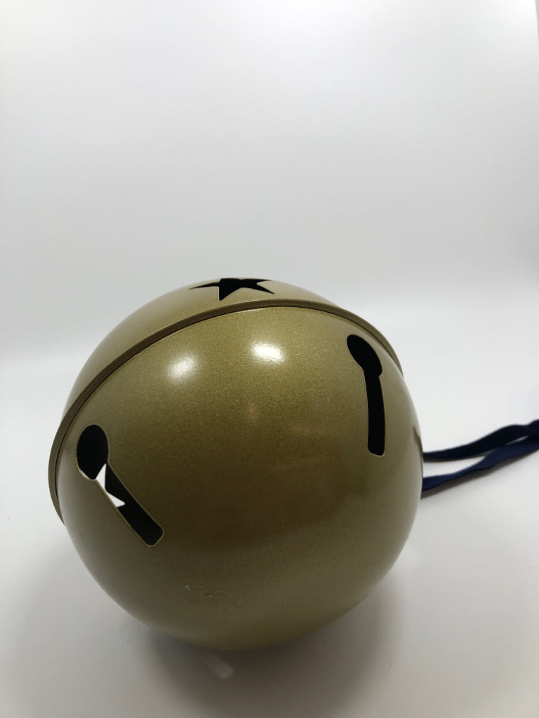GOLD BELL W/CUTOUT STARS BLUE RIBBON.