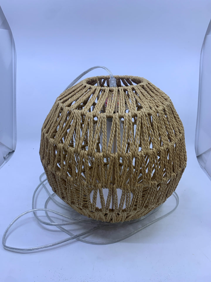 TWINE WRAPPED HANGING LAMP.
