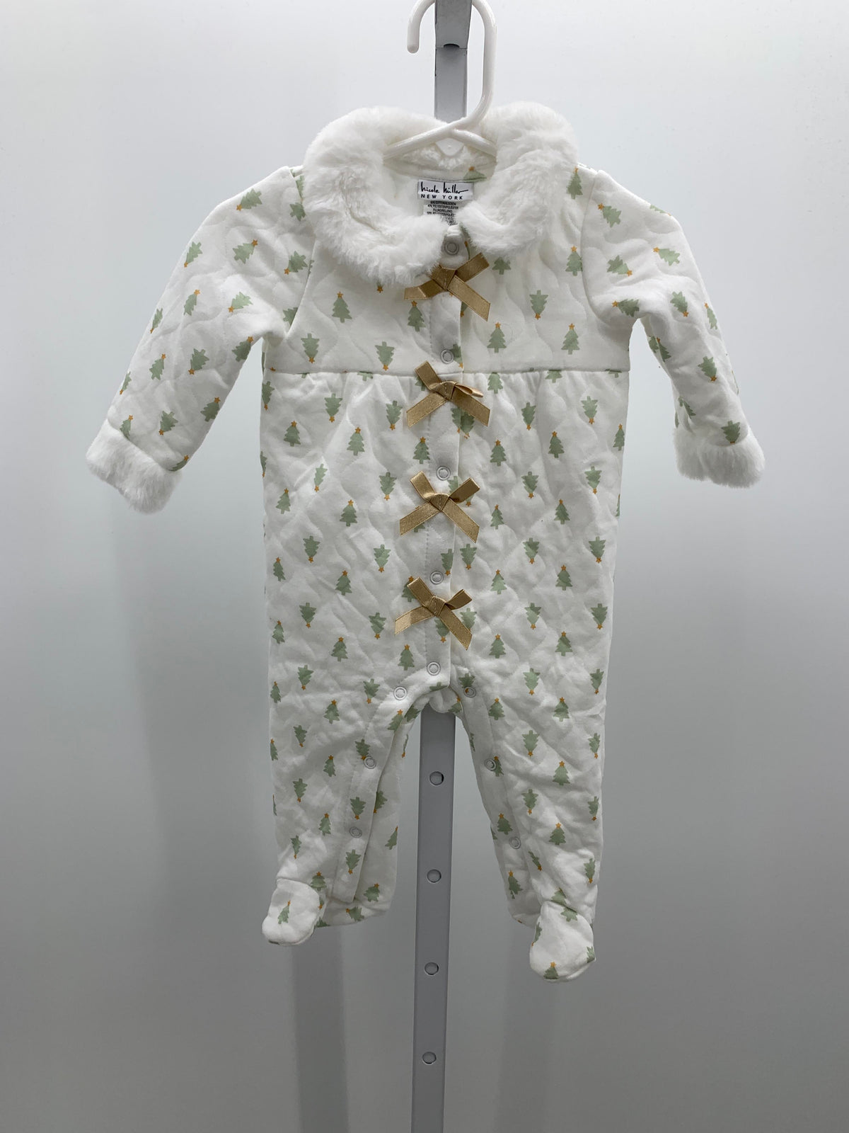 LONG SLV ROMPER XMAS TREES