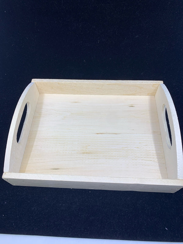 LIGHT UNFINISHED WOOD TRAY W HANDLES.