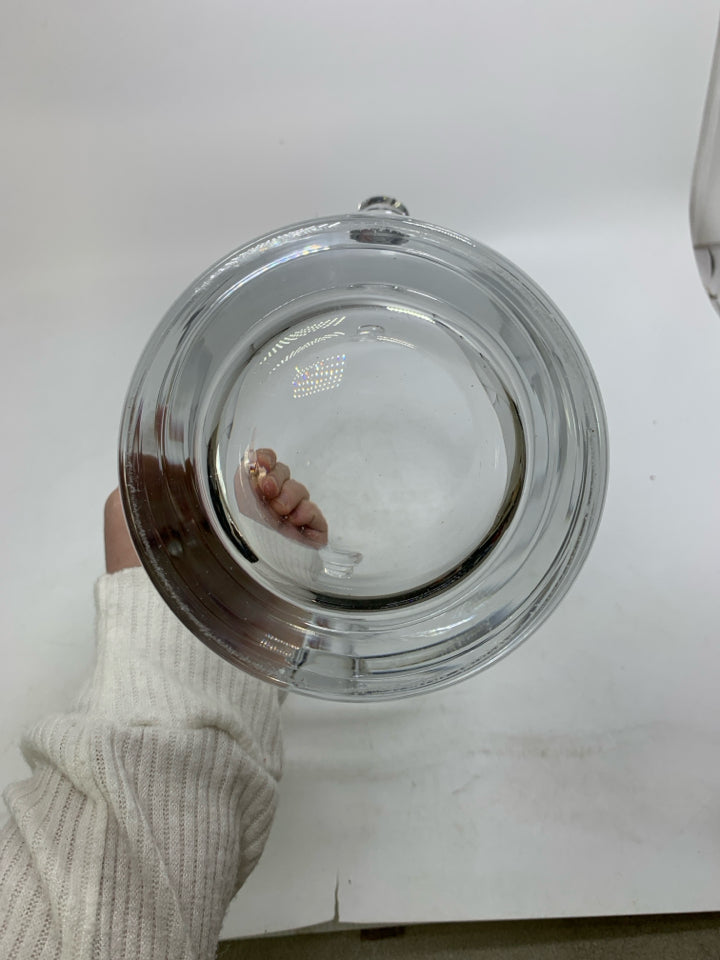 HEAVY CLEAR CRYSTAL THICK BOTTOM W/ DOUBLE HANDLES.