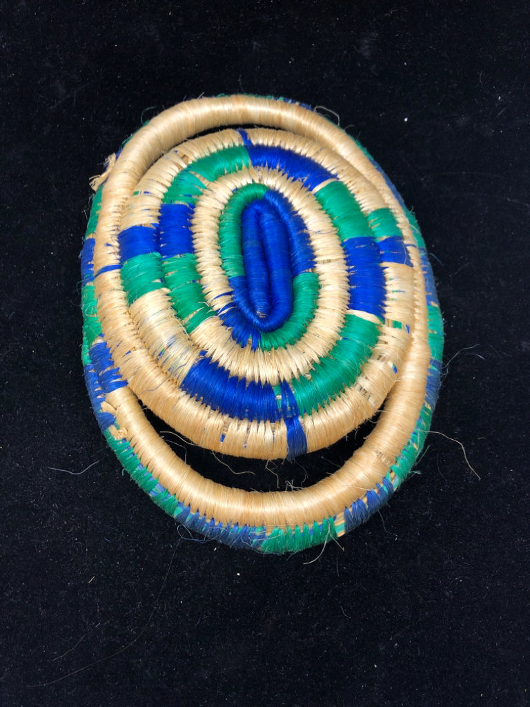 BLUE AND GREEN OVAL TRAY.