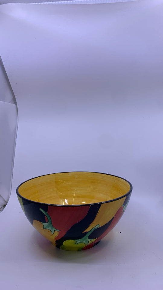LARGE CHILI PEPPER SERVING BOWL.