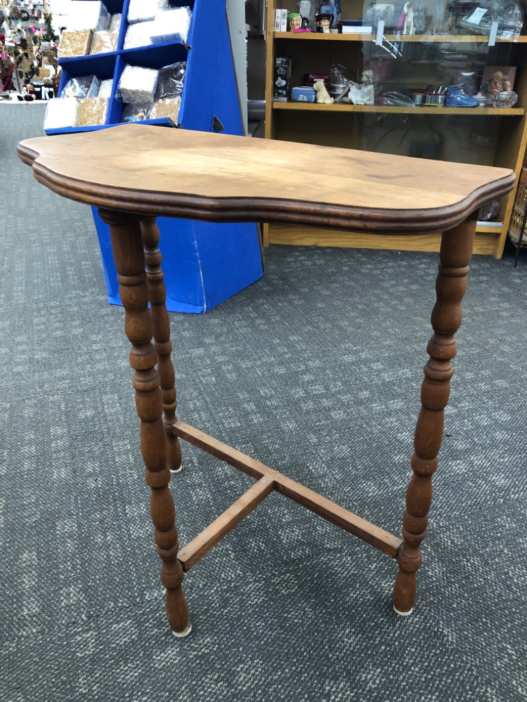 HALF MOON WOODEN END TABLE.