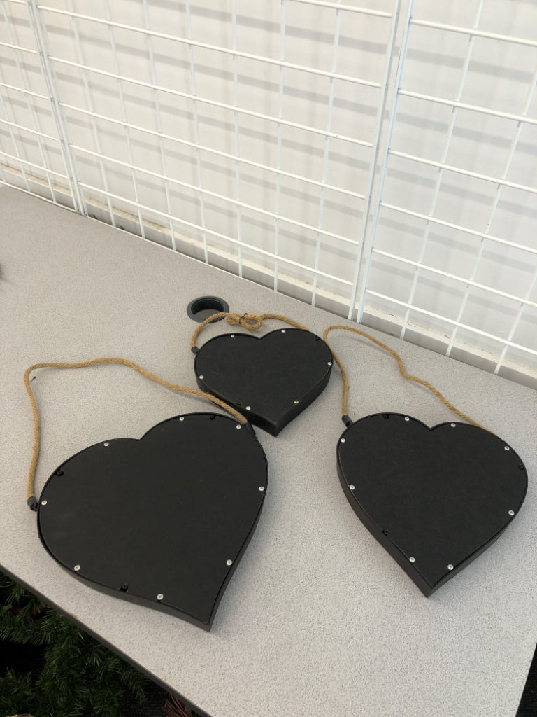 3 HEART MIRROR WALL HANGINGS.