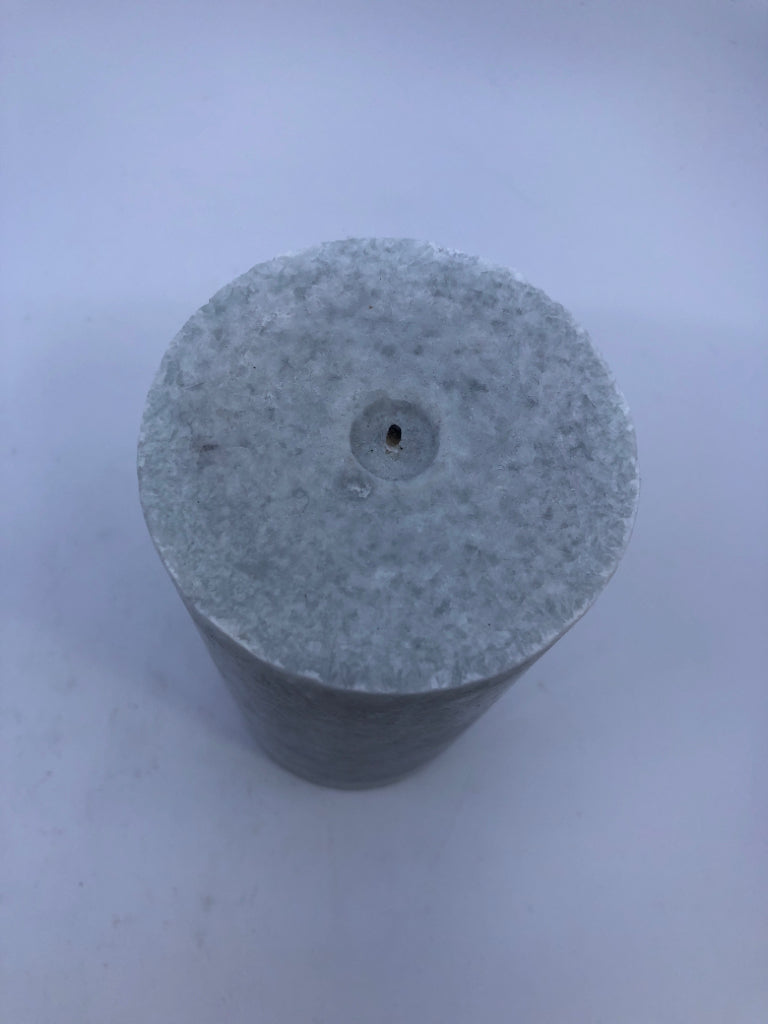 ABSTRACT GLASS METAL LANTERN W CANDLE.