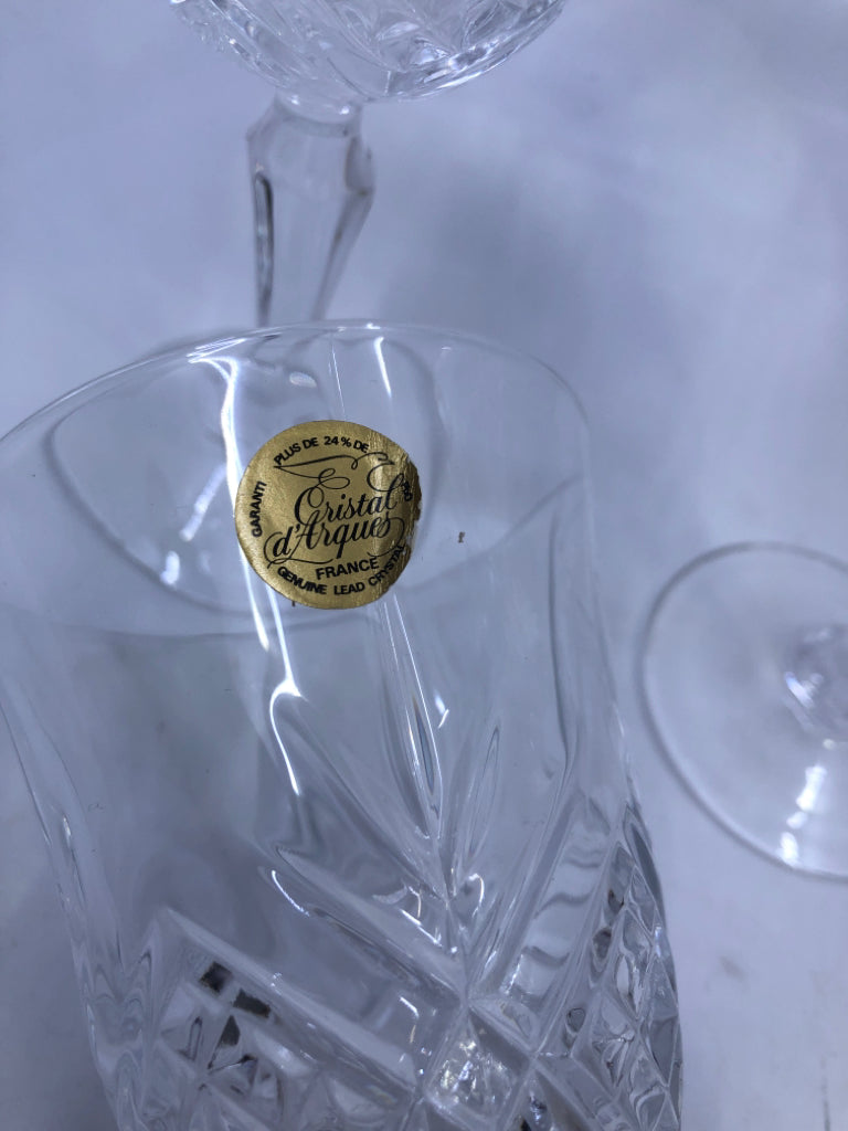 4 CUT CRYSTAL WINE GLASSES-W STICKER.