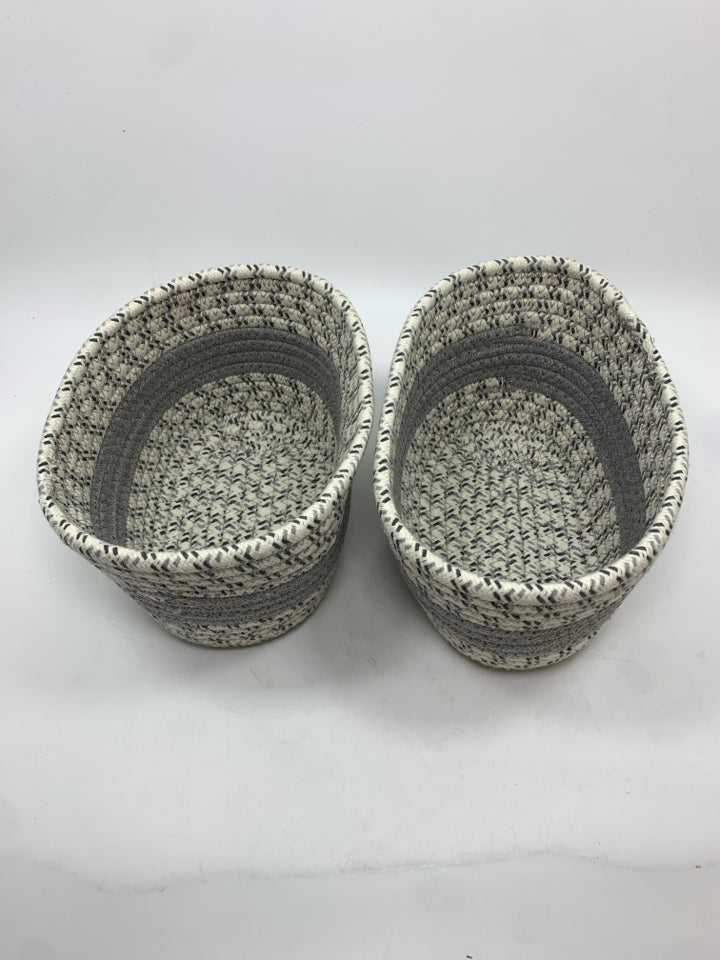 3PC GRAY WOVEN BASKET SET.