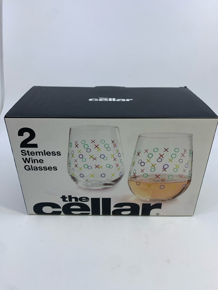 NIB XOXO STEMLESS WINE GLASSES THE CELLAR.