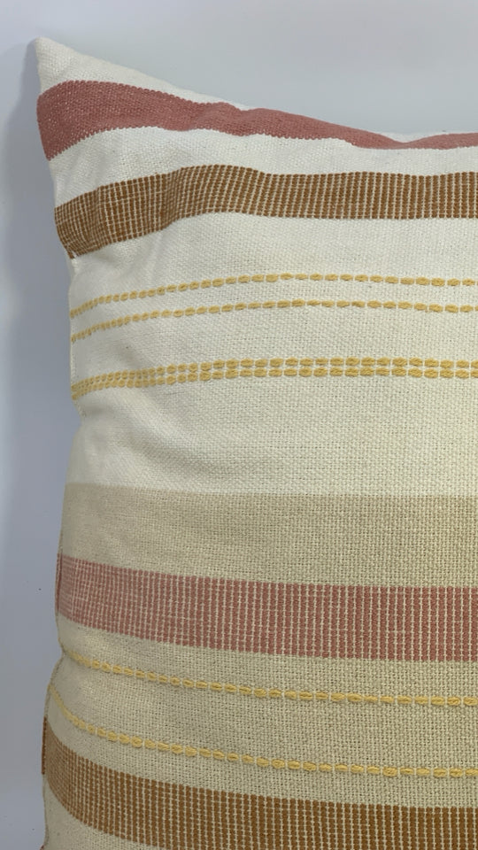 PEACH/CREAM STRIPE PILLOW.