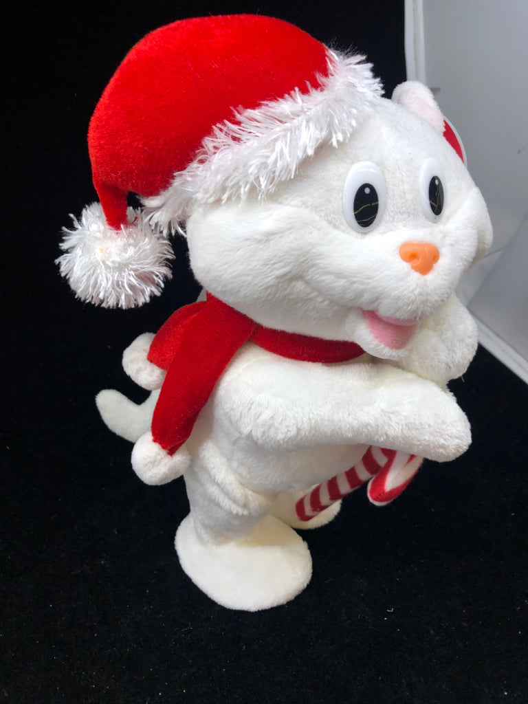 WHITE DANCING PLUSH CAT SINGING- CAN'T TOUCH THIS.