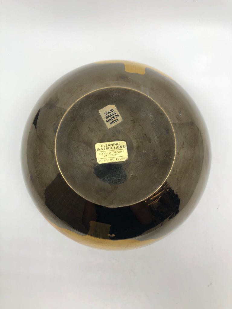 BRASS VASE W/FLORAL DESIGN.