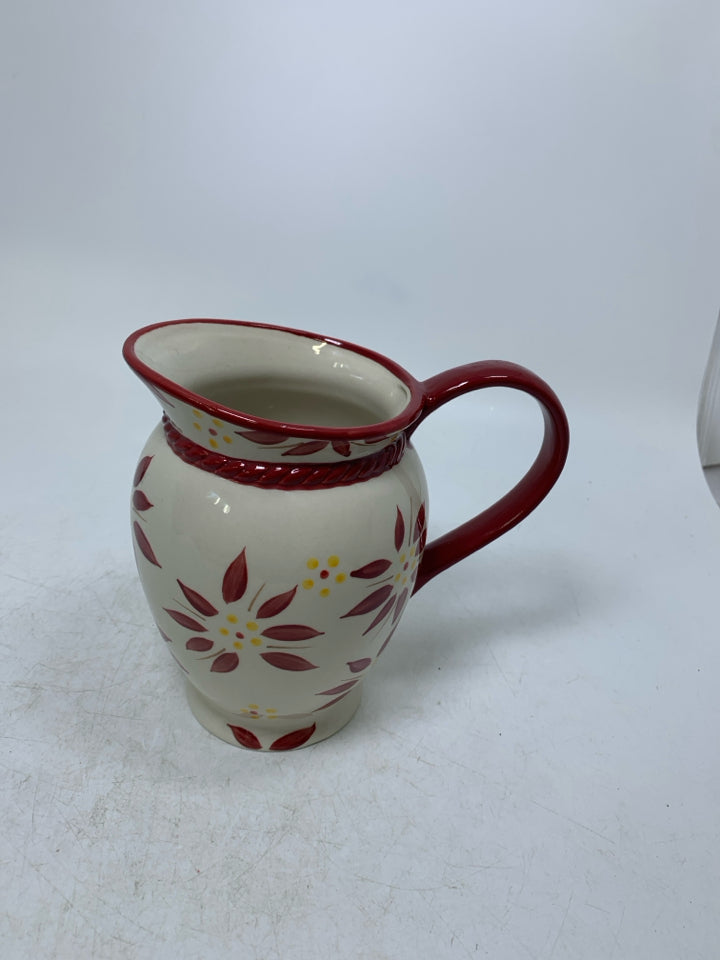 CRANBERRY RED FLORAL PITCHER.
