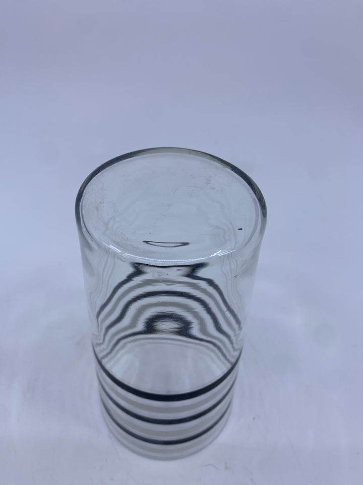 4 BLACK AND WHITE STRIPED GLASSES.