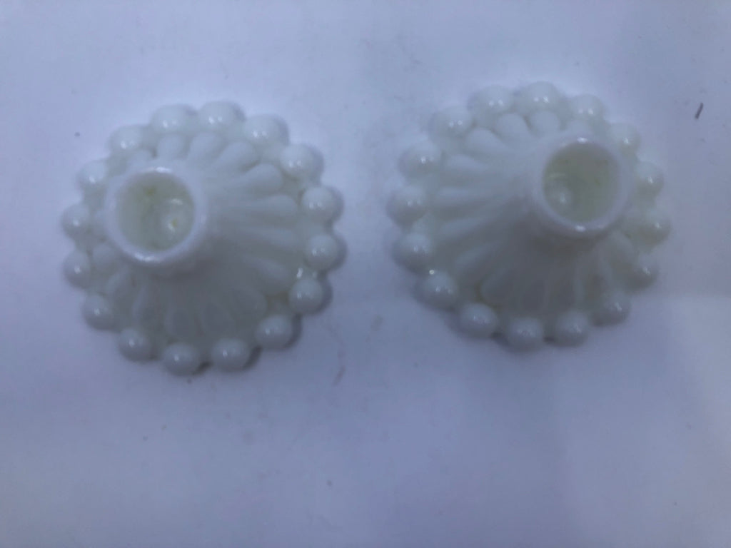 2 VTG BEADED EDGE TAPER CANDLE HOLDER.