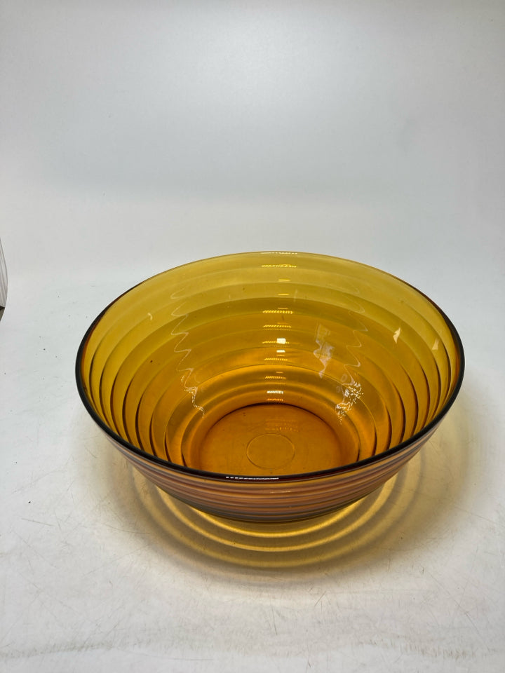 VTG RIBBED DURALEX GLASS MIXING BOWL.