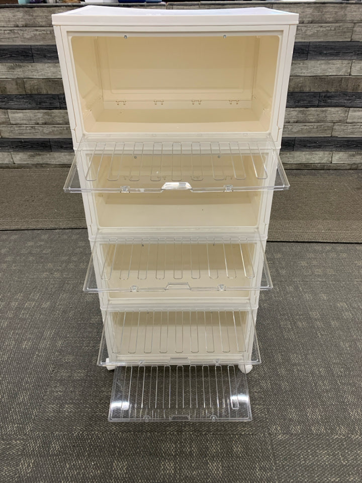 4-DRAWER WHITE ROLLING ORGANIZER.