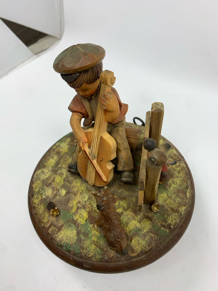 VTG BOY WITH CELLO THORENS SWISS MUSIC BOX.