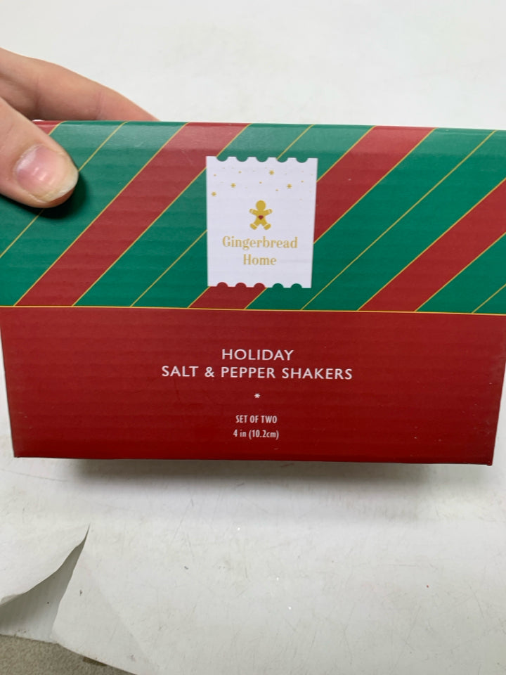 NIB CHRISTMAS TREE SALT/PEPPER SHAKERS HOME ESSENTIALS.