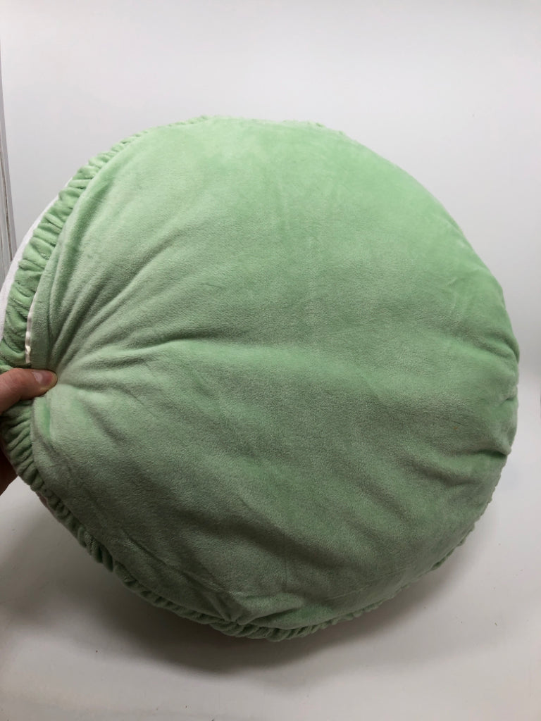 GREEN MACAROON PILLOW.