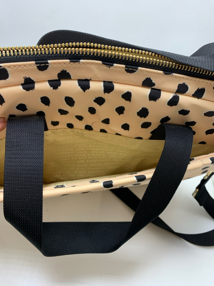 KATE SPADE CREAM BLACK POLKA DOT LAPTOP BAG.