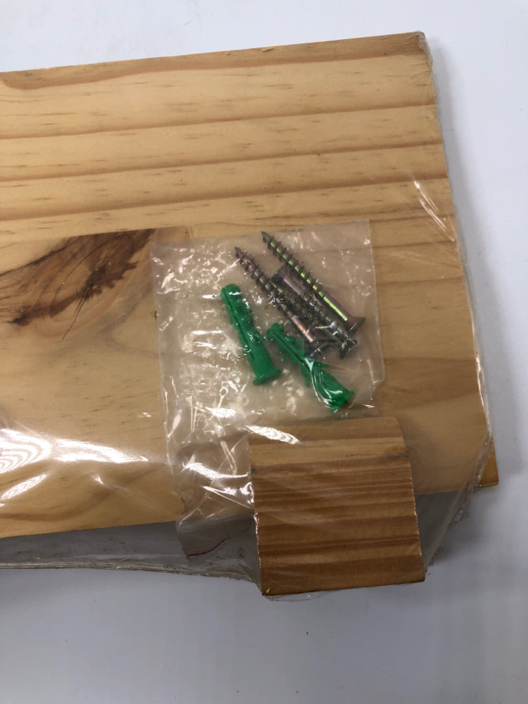 NIP UNFINISHED WOOD CLIP ON SHELF.