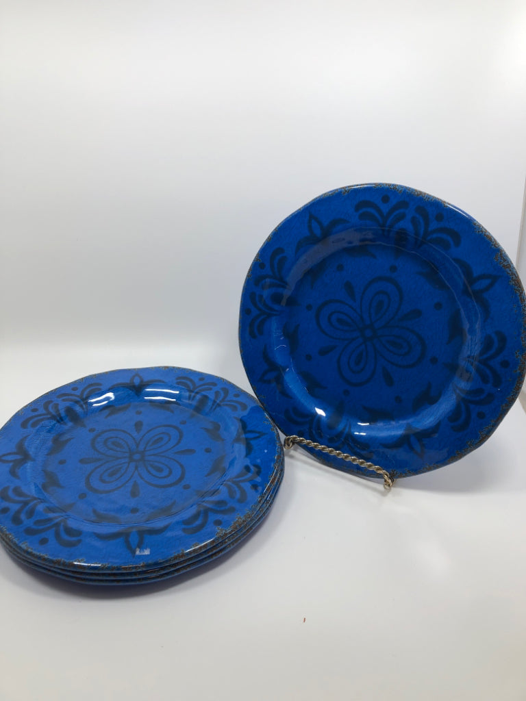12PC BLUE MELAMINE DISH SET SRV FOR 4.