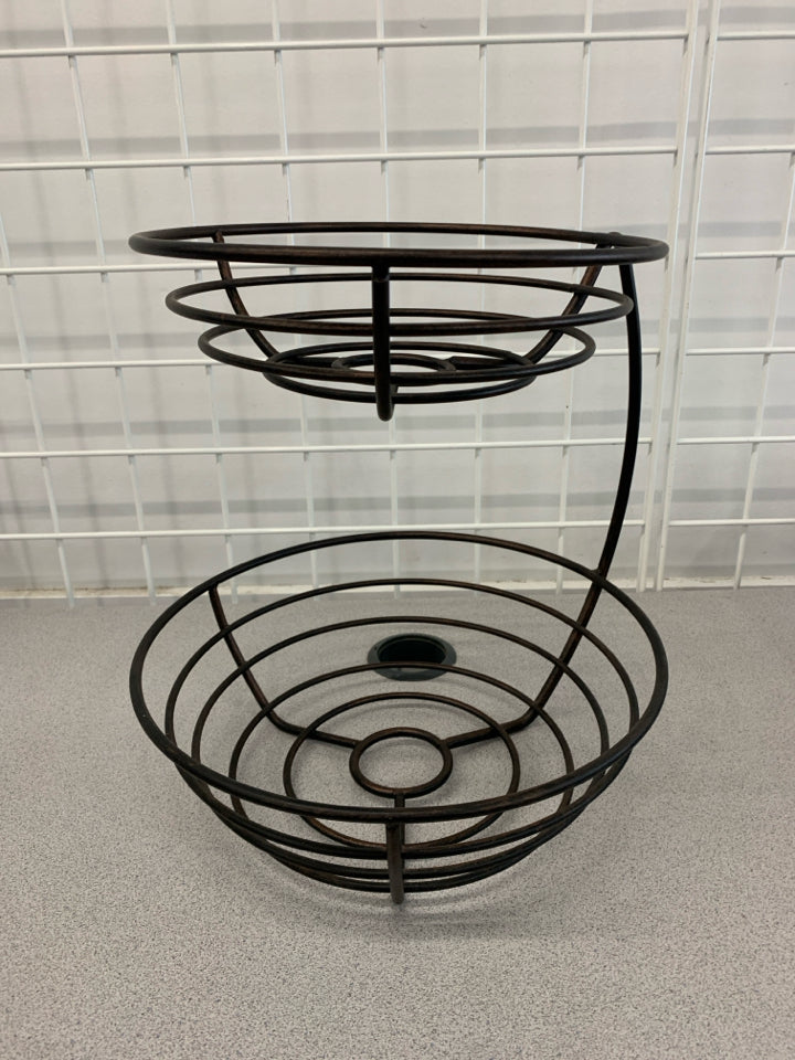 2 TIER METAL FRUIT BASKET.