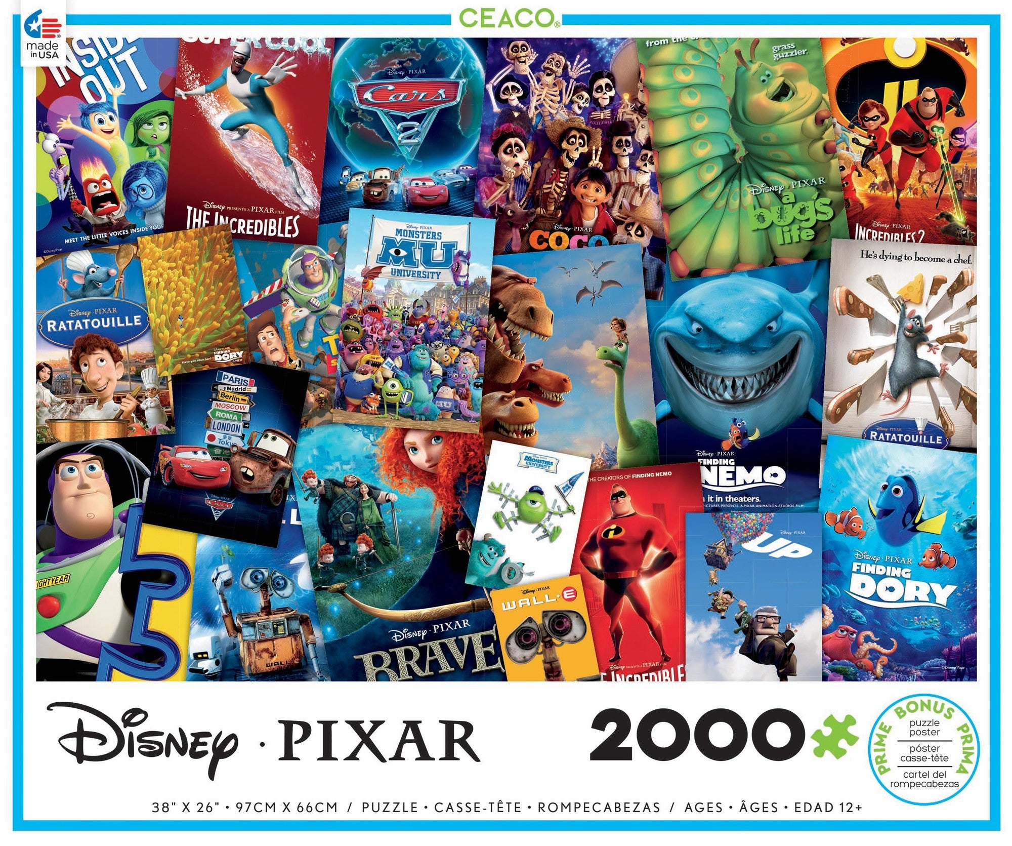 Ceaco - Disney/Pixar - Movie Posters - 2000 Piece Interlocking Jigsaw Puzzle -