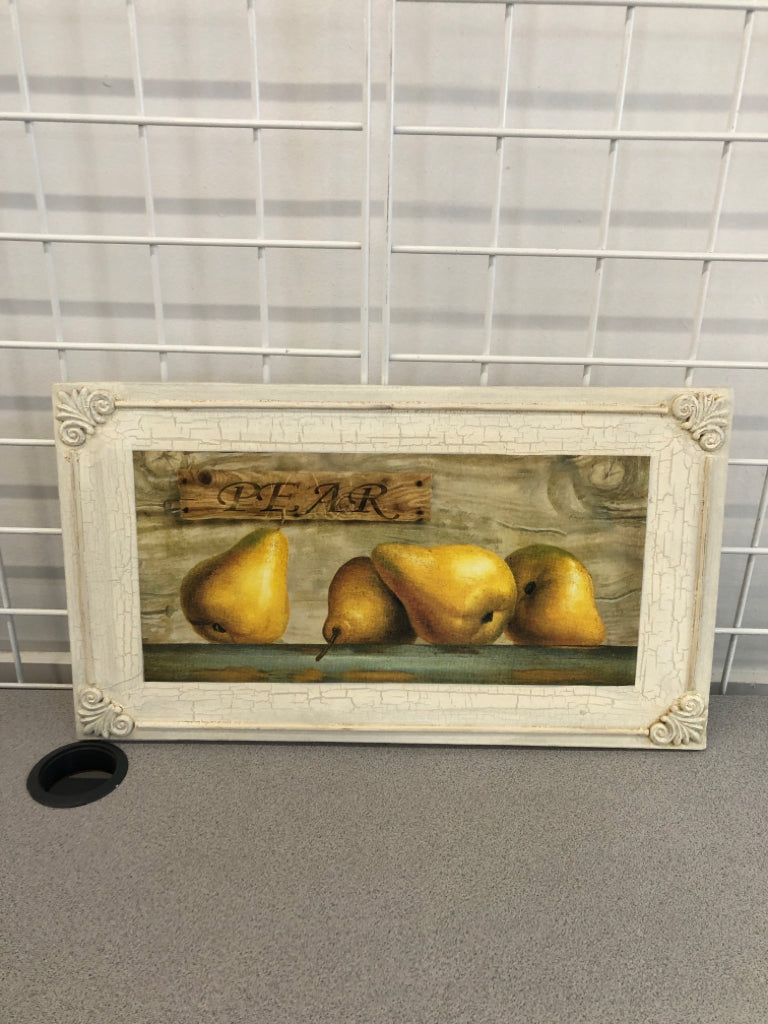 WHITE CRACKLE PEAR CANVAS.